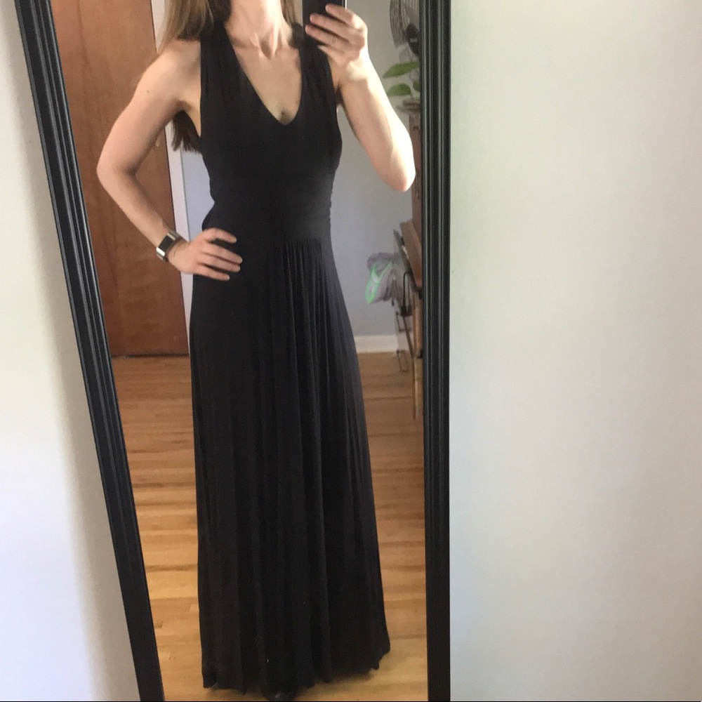 Black maxi dress Vanessa Virginia Anthropologie XS